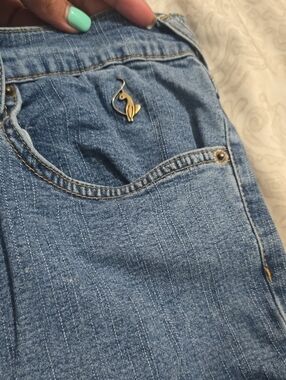 Baby Phat Light Blue High-Rise Denim Jeans with Gold Pin